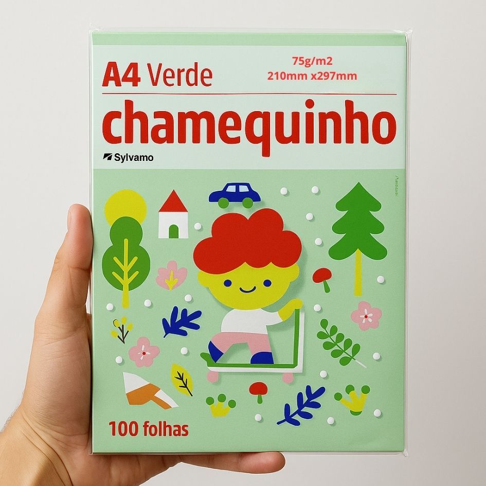 Kit 5/4/3/2/1 Papel Sulfite A4 Verde 75g 100fls Chamequinho em Oferta na Shopee