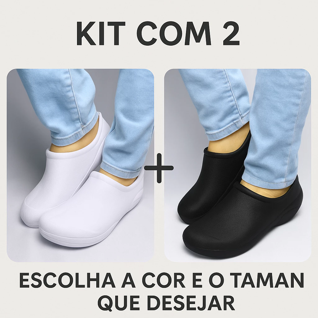 Kit 2 Babuche Cozinheira Profissional Fechado Uniforme EPI Sapato Confortável — imagem 1