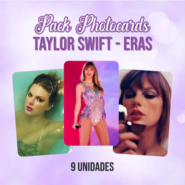 Photocards Taylor Swift -  Eras - The Life of a Showgirl - Packs 9 und - Holográfico e Brilho em Oferta na Shopee