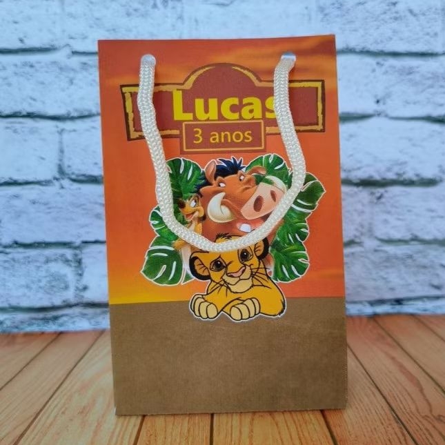 Sacolinha Surpresa  Personalizada PEGUE E MONTE Aniversario para Festa Infantil de Criança Mimo Lembrancinha Rei Leão