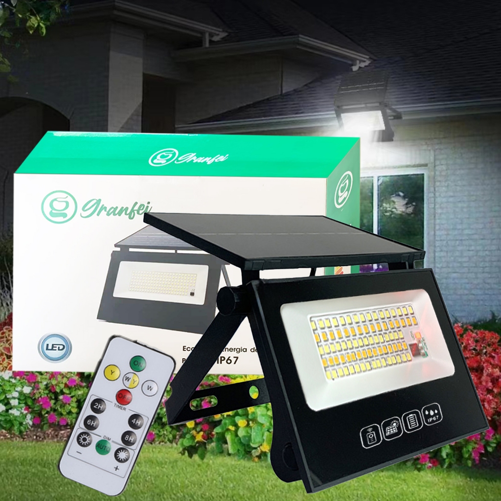 Refletor Solar Granfei Led 200w e 400w Placa Prova Dágua Dobrável Ajustável Chenx em Oferta na Shopee