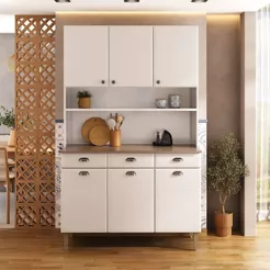 Kit de Cozinha Compacta 120cm em Aço Off White Retrô