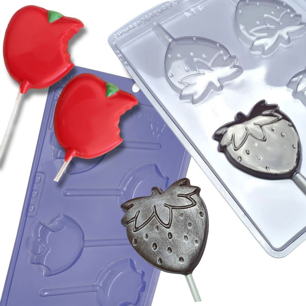 Forma de Acetato Confeitaria Pirulito Maçã Mordida