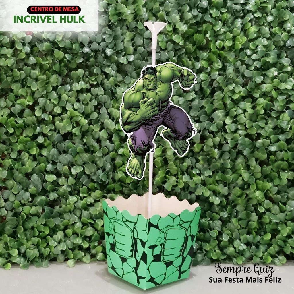10 CENTRO DE MESA INCRIVEL HULK | Decoração de mesa de festa infantil hulk | PEGUE E MONTE