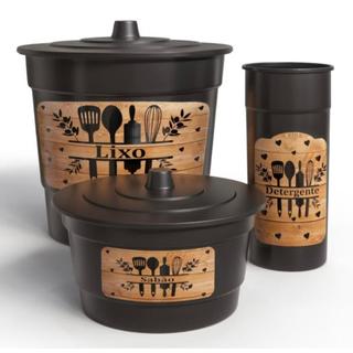 Kit Pia Conjunto 3 Peças Plástico Resistente Organização Casa Cozinha Vários Modelos