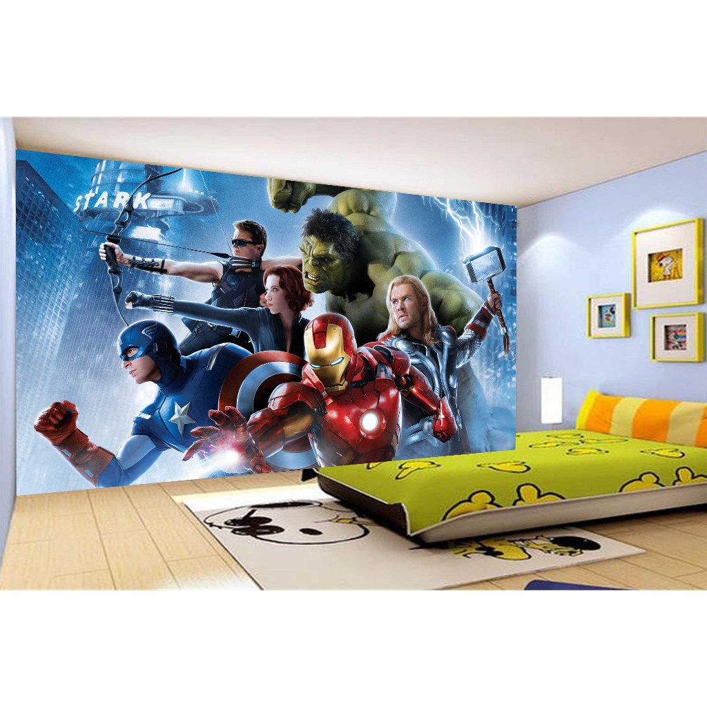 Papel Adesivo Decorativo Vingadores Heróis Marvel Homem de Ferro Capitão América Hulk NHMA 001