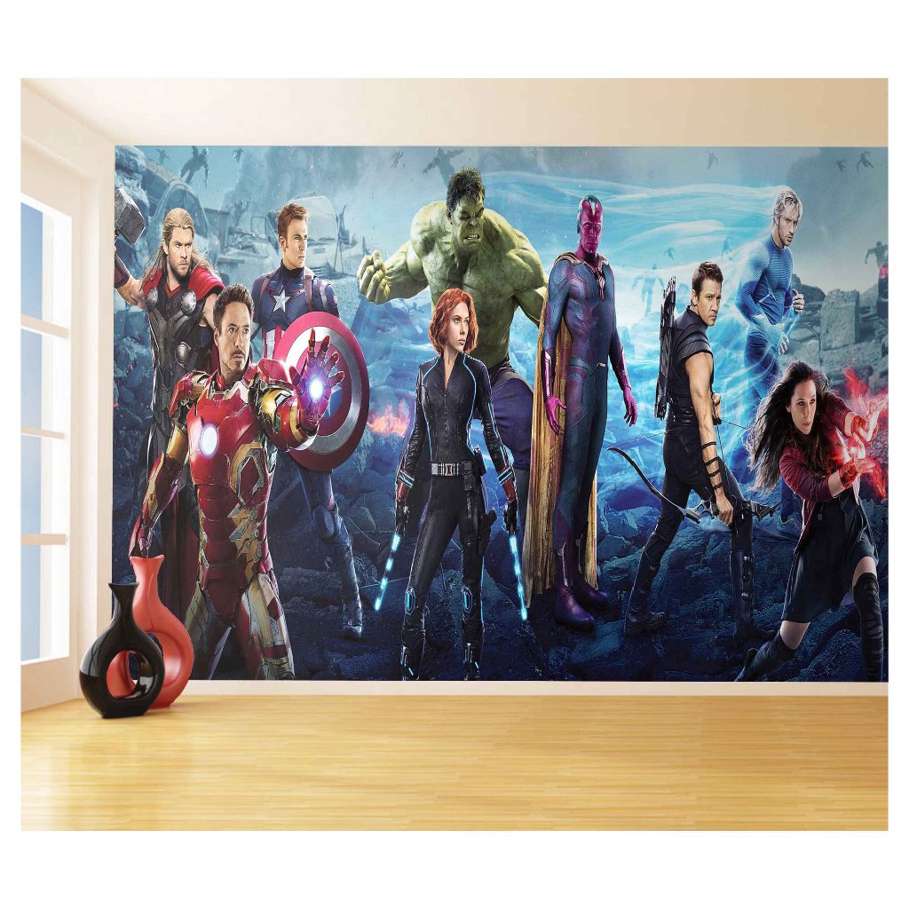 Papel Adesivo Decorativo Vingadores Heróis Marvel Homem de Ferro Capitão América Hulk NHMA 004