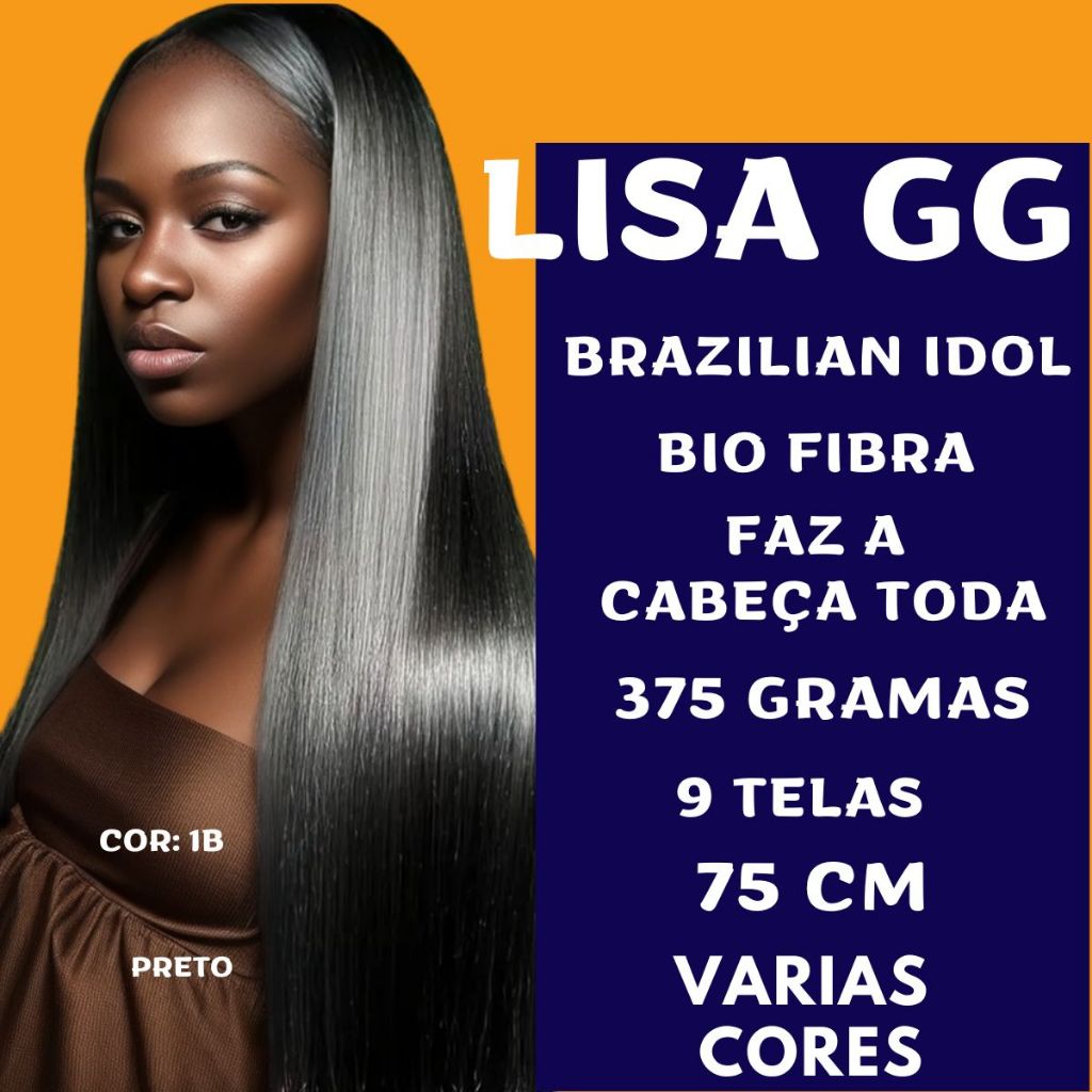 Cabelo liso longo 75 cm  Pacotão Lisa GG 375 gramas BRAZILIAN IDOL 9 PEÇAS Cabelo LISO Bio Fibra, Bio Vegetal.