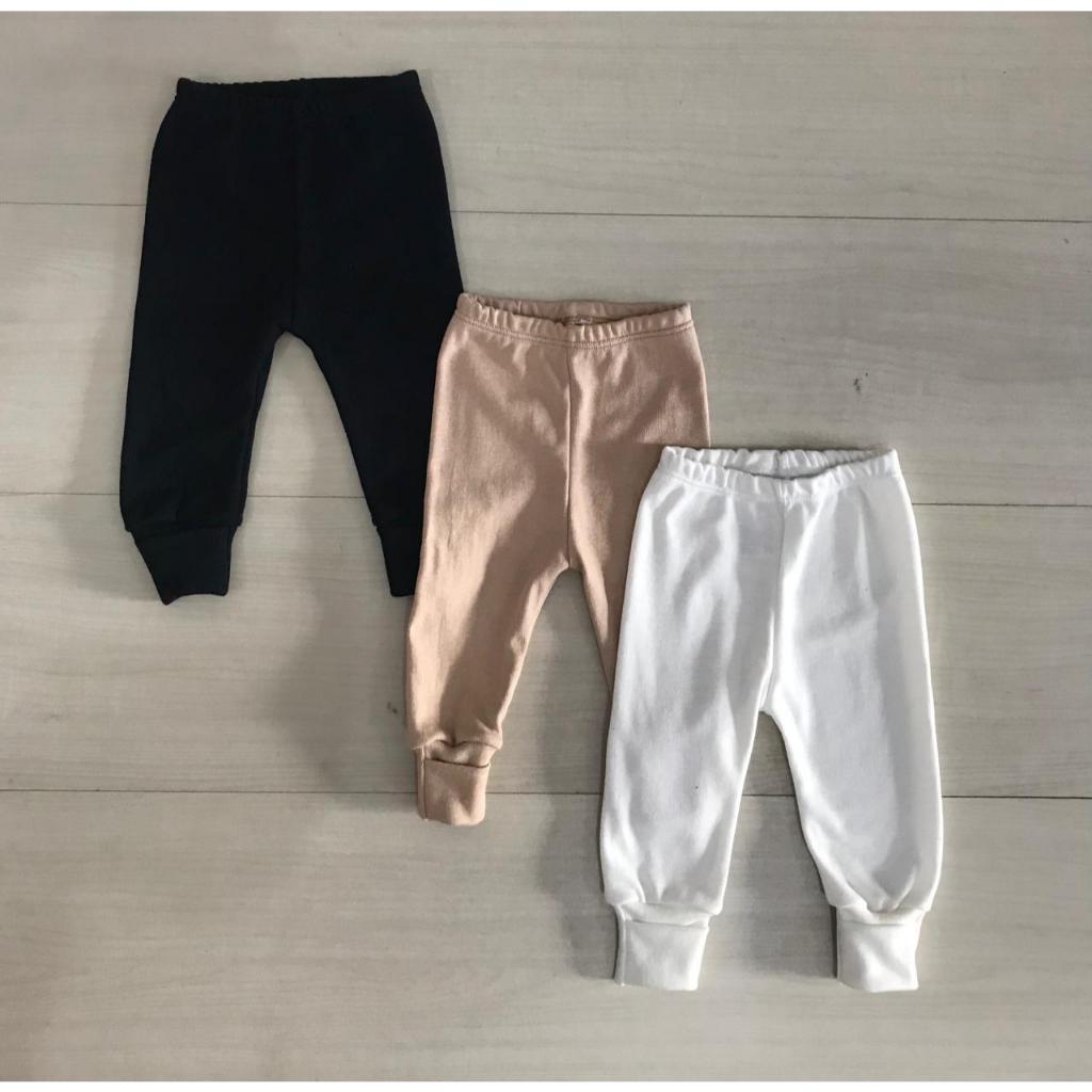 Kit 3 Calças Bebê Mijão Vira pé em Suedine Cores Diferentes Enxoval Maternidade