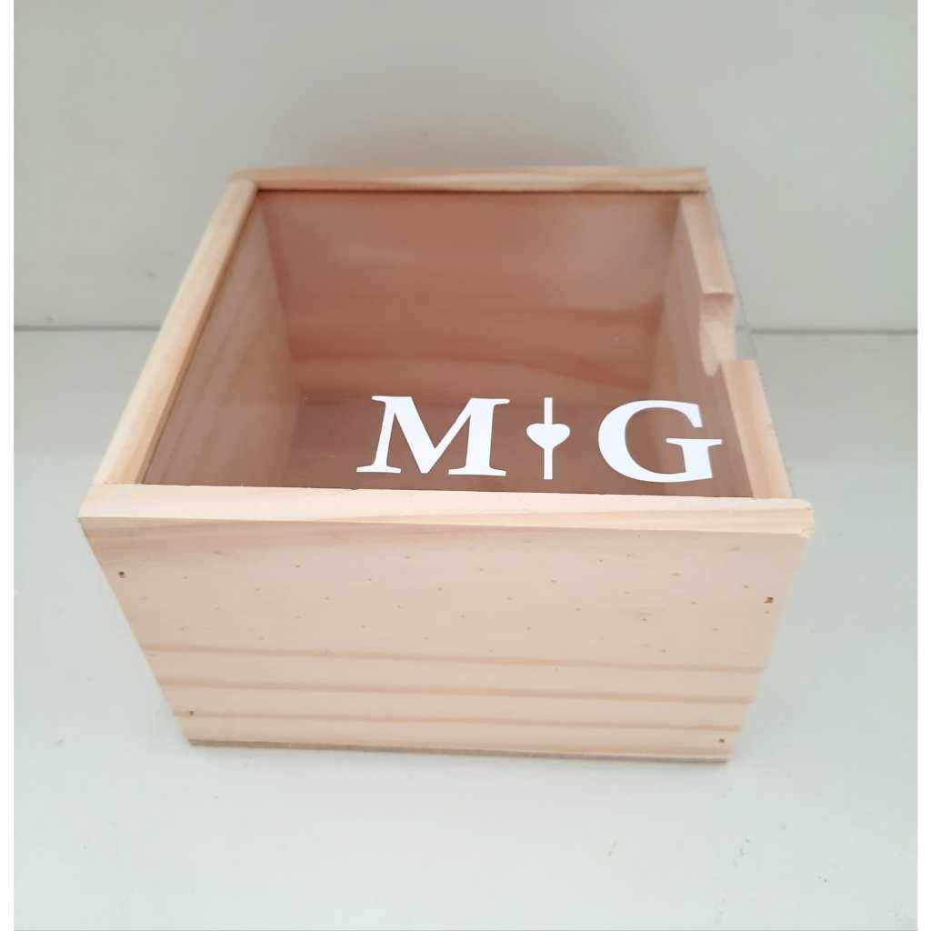 Caixa Alabama Premium PERSONALIZDA em Pinus com tampa transparente convite casamento batizado em Oferta na Shopee