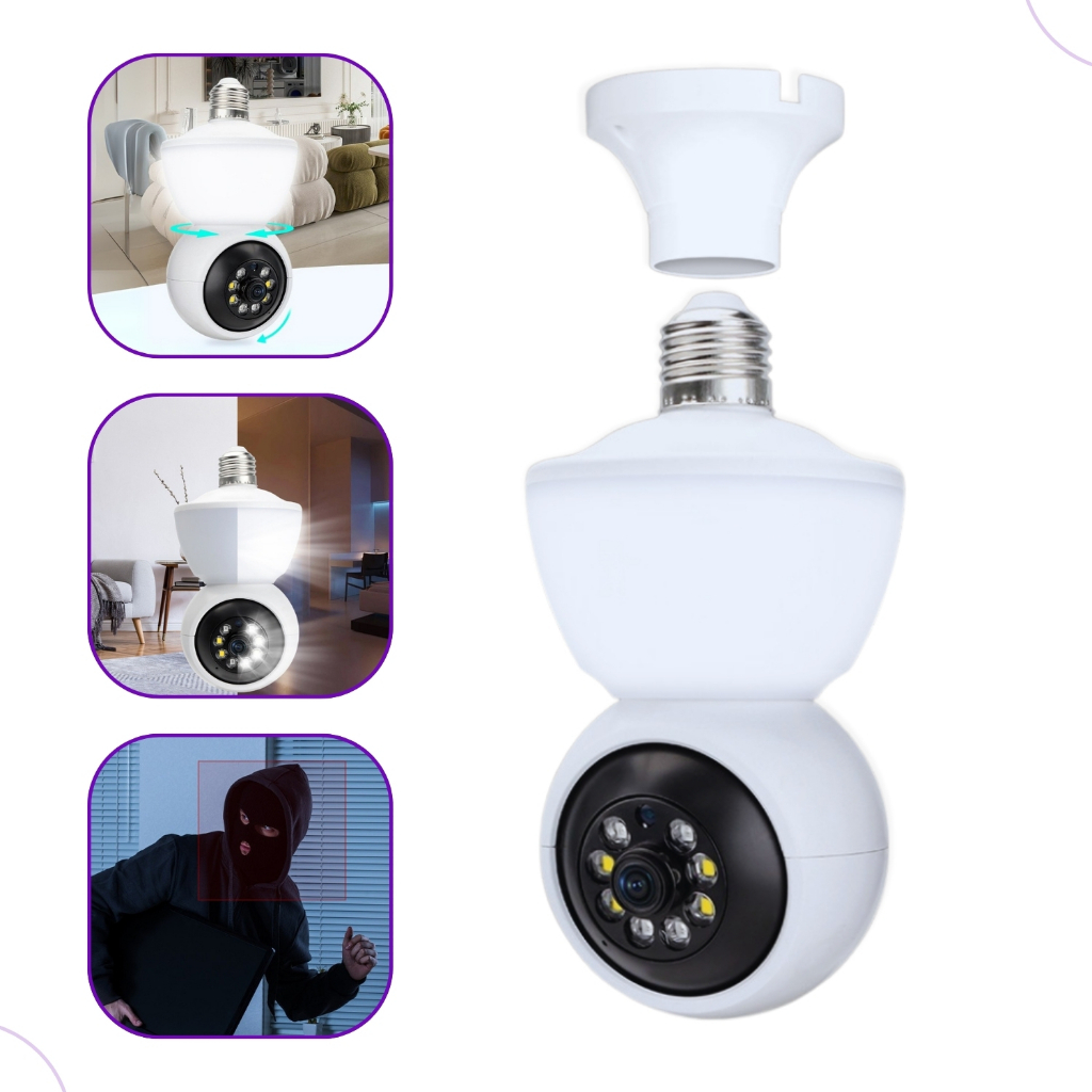 Gostey Camera De Segurança Lampada de Bocal Wifi Giratoria 360 com Sensor de Movimento YCC365 PLUS em Oferta na Shopee