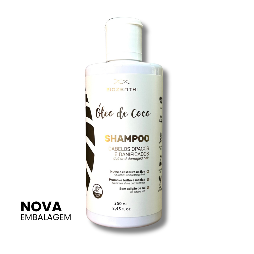 Óleo de Coco Shampoo 250ml - Nutre, hidrata e dá brilho - Natural Vegano Sem Glúten da BIOZENTHI