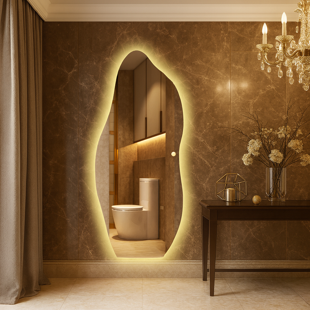Espelho Com Led Touch 150x40cm 170x50cm Quarto Sala Banheiro Luxo Bivolt