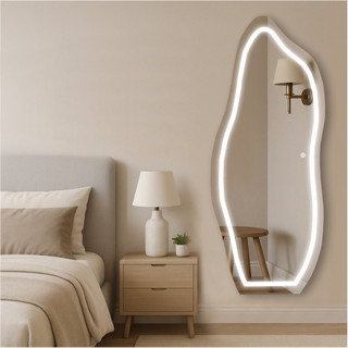 Espelho Led Jateado Com Touch Quarto Sala Banheiro Luxo Bivolt 110V 220V Corpo Inteiro Grande