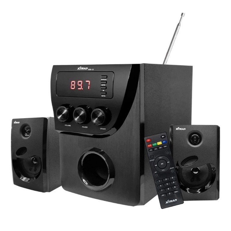 Xtrad Caixa de Som PC Micro System 2.1 Bluetooth para TV Computador Subwoofer 20w rms Mp3 Fm Bivolt em Oferta na Shopee