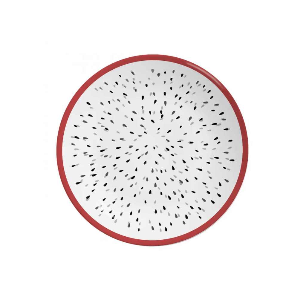 Jogo com 6 Prato Raso Pitaya Alleanza Cerâmica Prato Branco Jantar