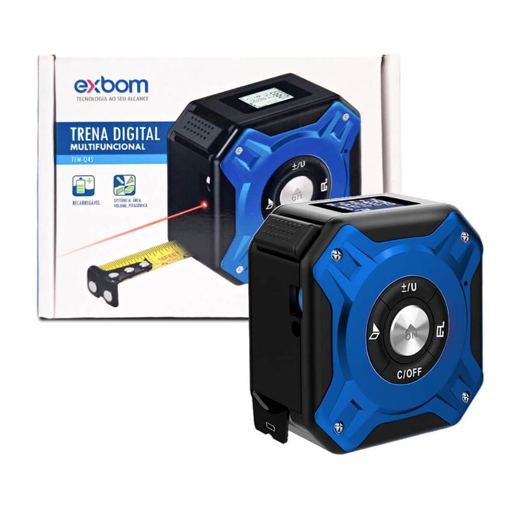 Trena Laser Digital Multifuncional [Azul]Trena 50m Laser Multifuncional Digital Exbom Trena Digital 50m Exbom Multifunci