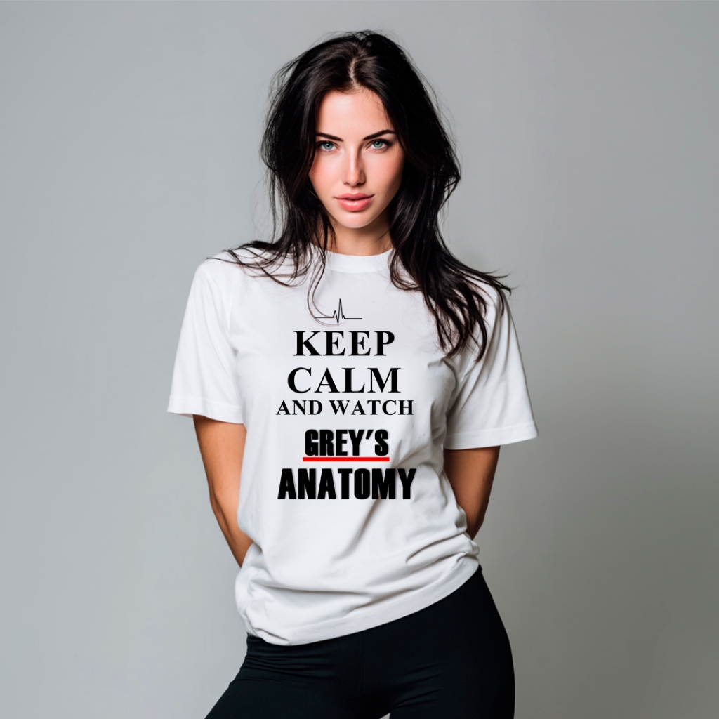 Camiseta Grey’s Anatomy | Baby Look Feminina Estampada “Keep Calm and Watch”, Moda Geek Pop