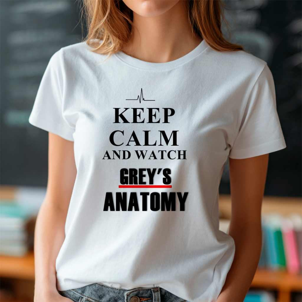 Camiseta Grey's Anatomy | Baby Look Feminina Estampada “Keep Calm and Watch”, Moda Geek Pop