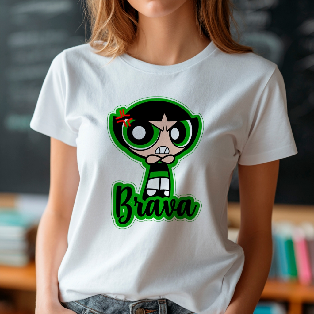 Camiseta “3 Reações” Super Poderosas Docinho | Baby Look Feminina Estampada, Moda Geek Pop