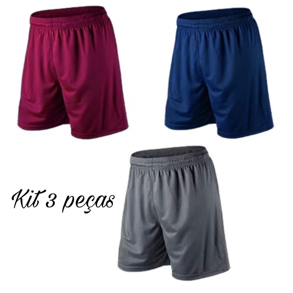kit 3 Shorts Helanca Dry Fit de Alto Padrão Premium Casual Academia e Treinamento Caminhada em Oferta na Shopee