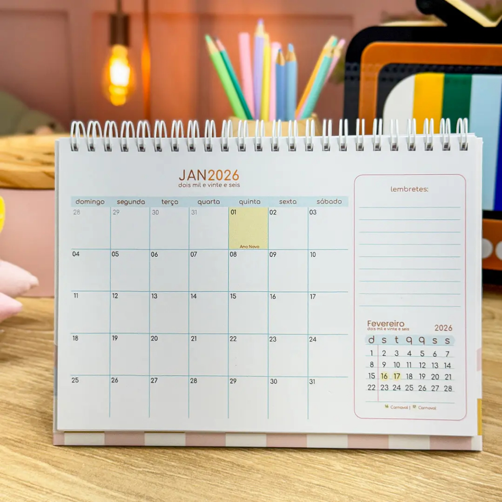 Calendário de mesa 2026 / Tamanho A5(15x21cm) Calendário Collor