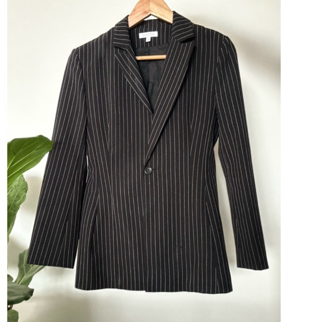 [desapego] Blazer Alfaiataria Preto P/M Risca de Giz