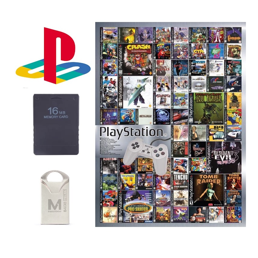 Jogos Ps1 playstation 1 para Ps2 Memory Card + Pen Drive 64gb so Jogar