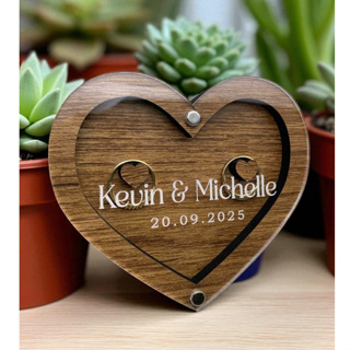 Porta Alianças Coração Personalizado Casamento Nomes e Data MDF + Acrílico 6mm de espessura PRODUTO ARTESANAL em Oferta na Shopee