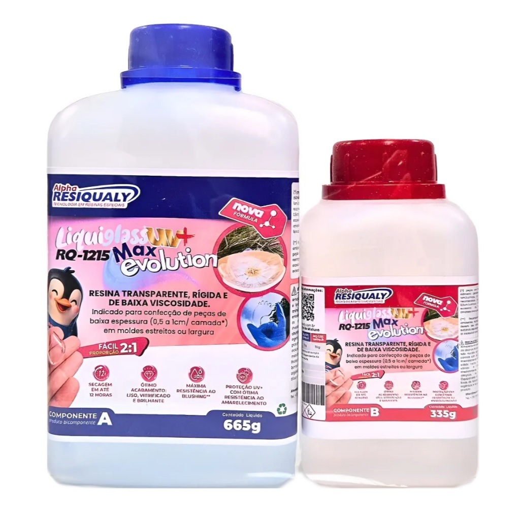 Resina Epóxi Resiqualy Liquiglass Uv+ Rq 1215 Kit 1kg - Resina para Artesanatos