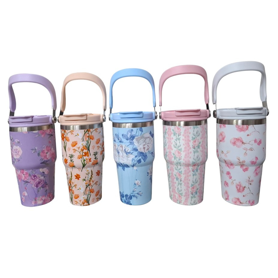 Garrafa Térmica inox luxo com dois boca pra beber e com alça ( 600ML e 900mL) em Oferta na Shopee