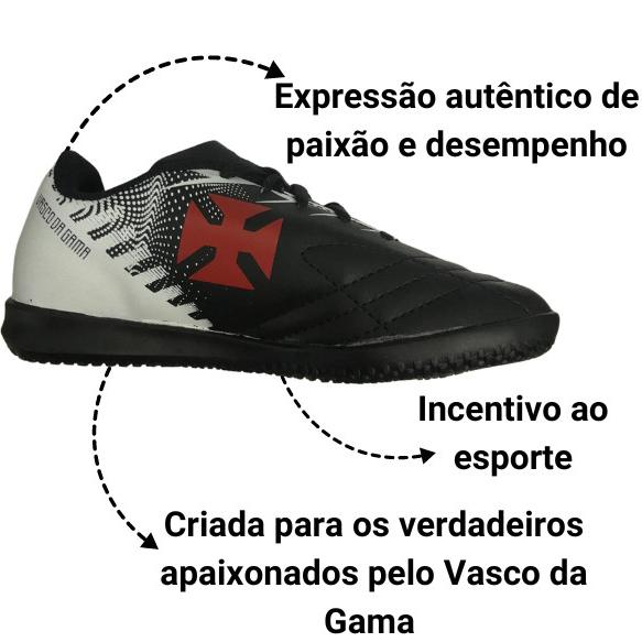 Chuteira Infantil Vasco Original Oxn Avanti 2 Indoor X-Pro