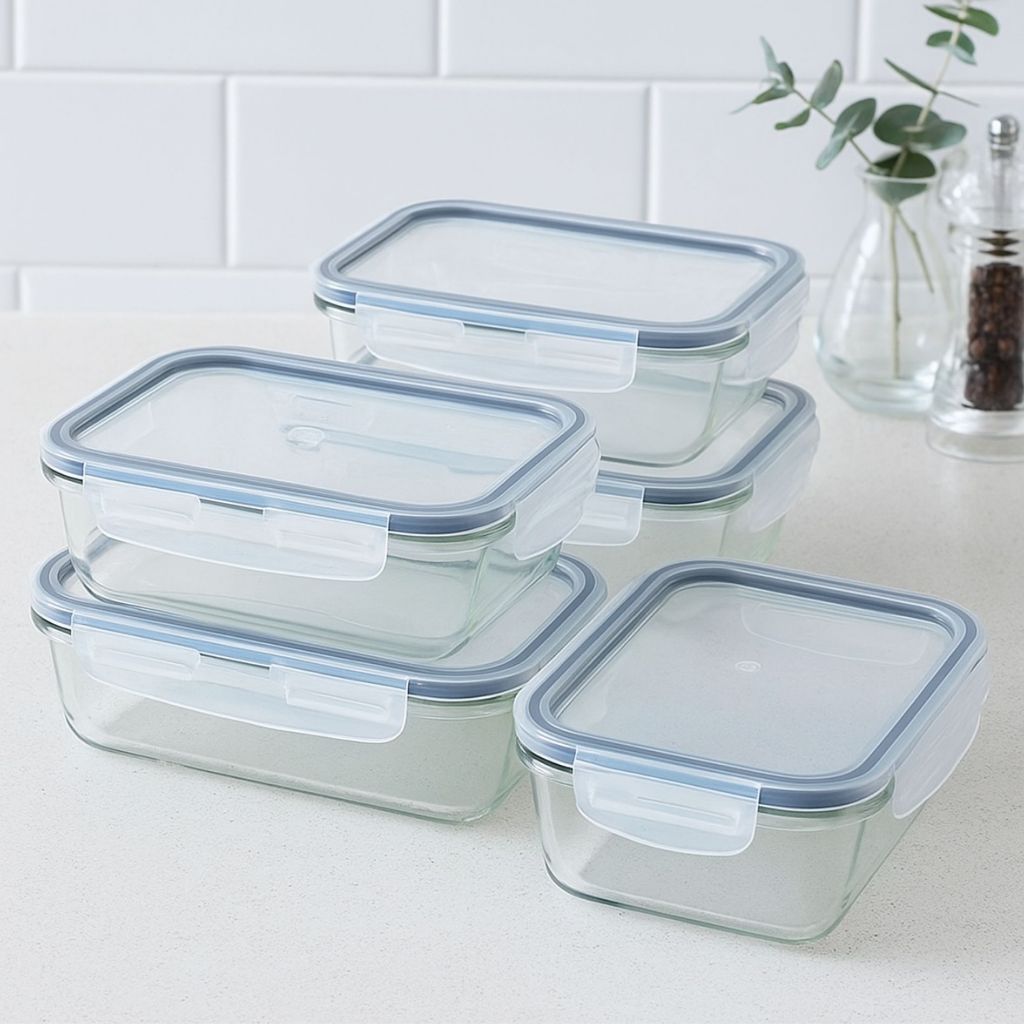 Pote Grande 1040ml Vasilha Hermético Veda Bem Vidro Guradar Marmita Fit Congelar Comida Organizar Geladeira Cozinha