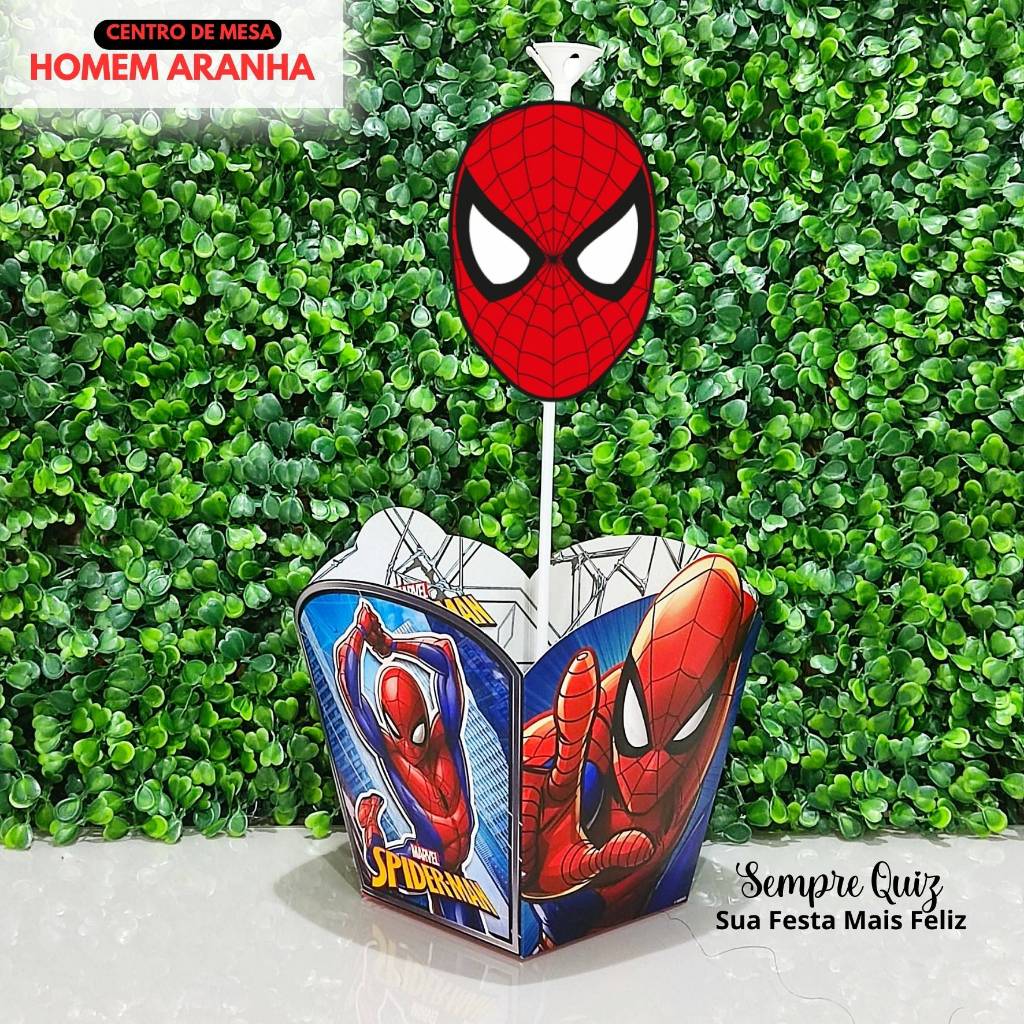 CENTRO DE MESA HOMEM ARANHA COM CACHEPO GRANDE | Cachepô homem aranha | Decoração de mesa de festa infantil