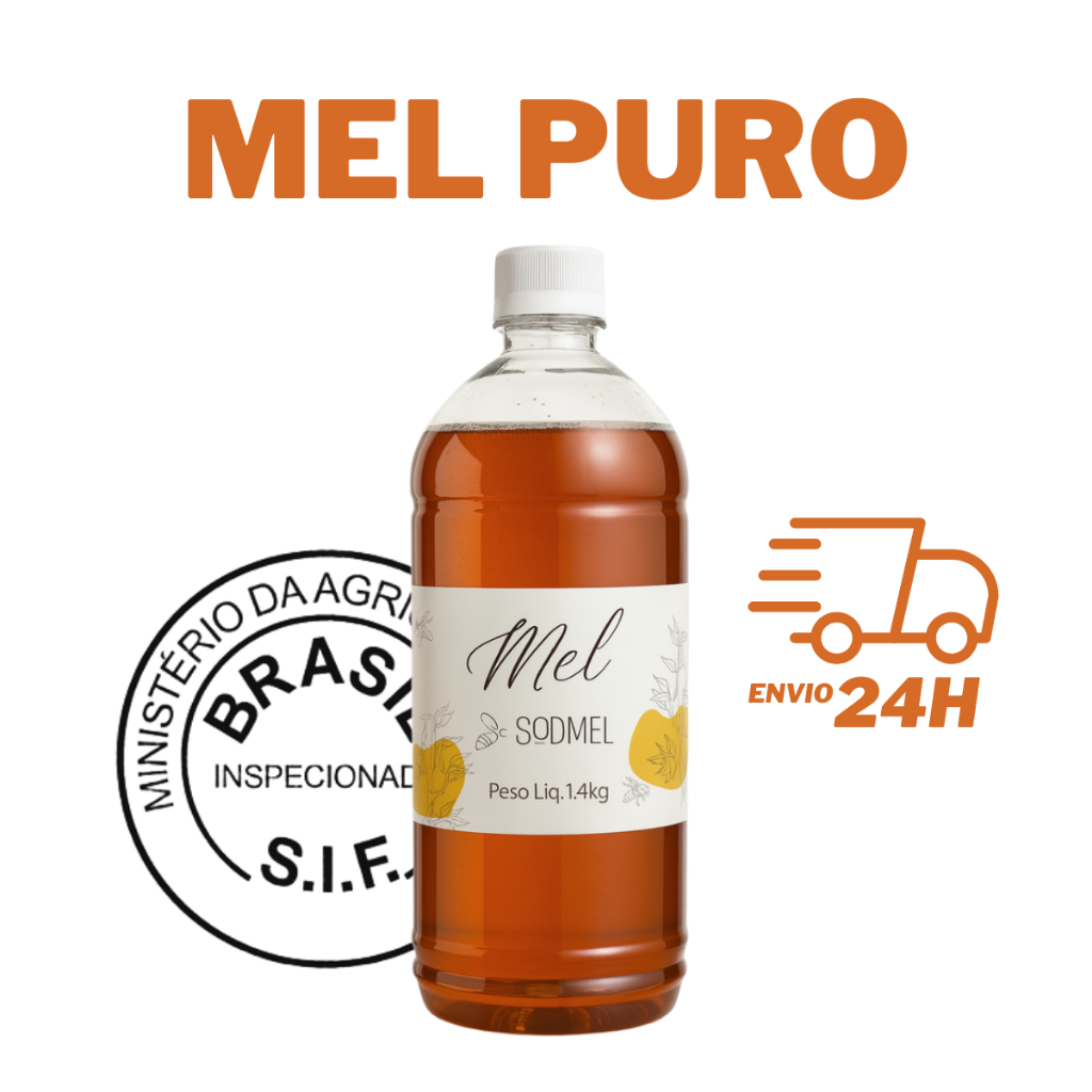 Mel de Abelha Puro e Verdadeiro direto do Sítio Florada Laranjeira 1400g em Oferta na Shopee