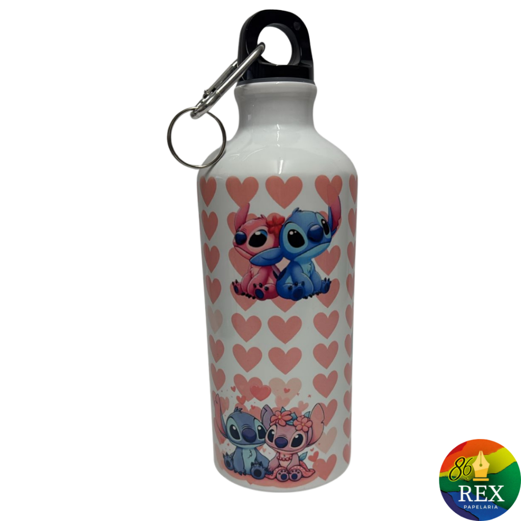 Garrafa de Alumínio 600ml Stitch & Angel Super Resistente com ou sem Nome Personalizado em Oferta na Shopee