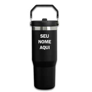 Garrafa Térmica 900ML Personalizada a Laser Com Alça Flip Tumbl Aço Inoxidável Com Canudo P/ Academia Trabalho Caminhada em Oferta na Shopee
