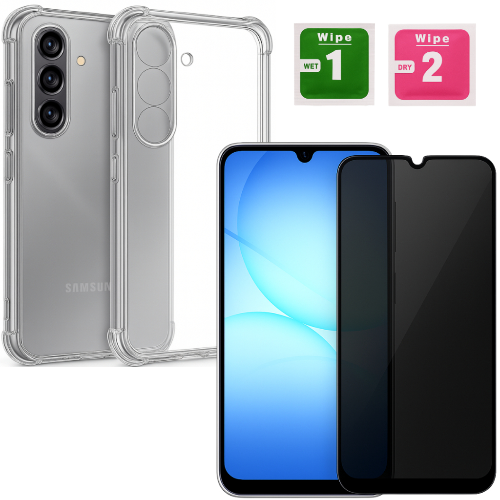 Kit 2em1 Samsung Galaxy A17 - Película Vidro 3D Privativa Anti-Spy + Capinha Anti-Impacto