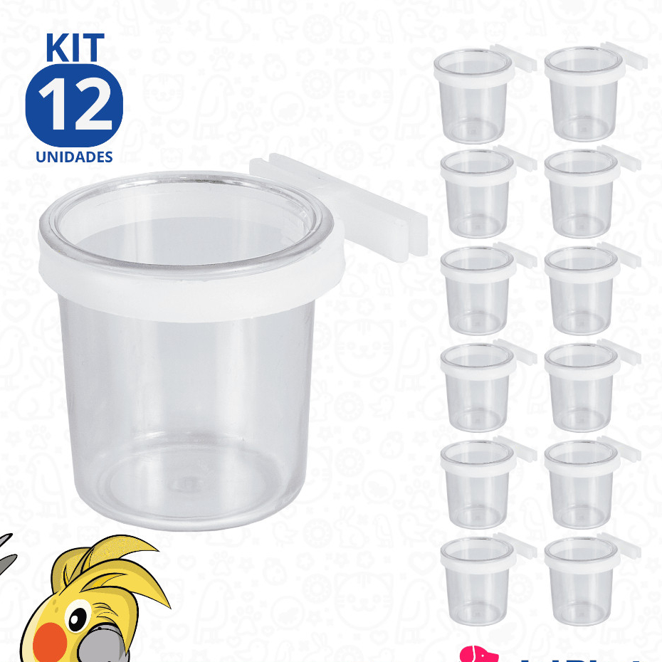 Porta Vitamina Cristal GRANDE Comedouro Curió Coleiro Canário Belga Trinca Ferro Pixarro Passaros 30ml Jel Plast em Oferta na Shopee