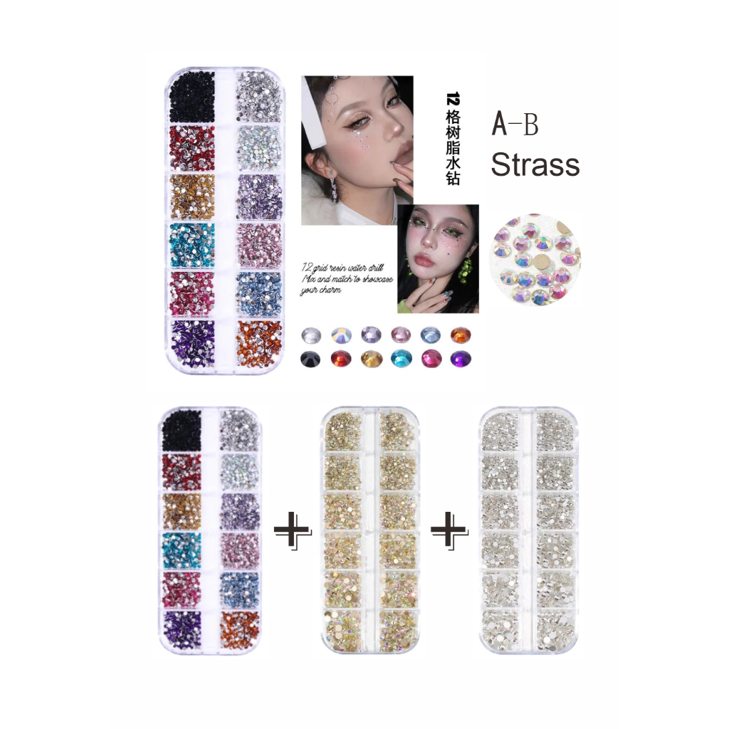 Prata, ouro, colorido, 3 combinações de strass, adequado para nail art e decoração, unhas de gel