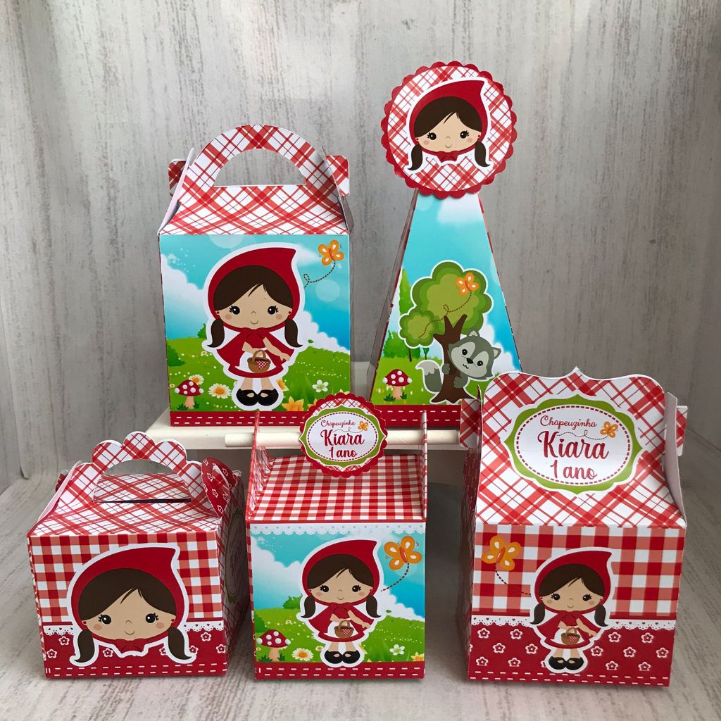PEGUE E MONTE - kit festa - /lembrancinhas - Chapeuzinho Vermelho aniversario - caixinhas personalizadas - festa infanti