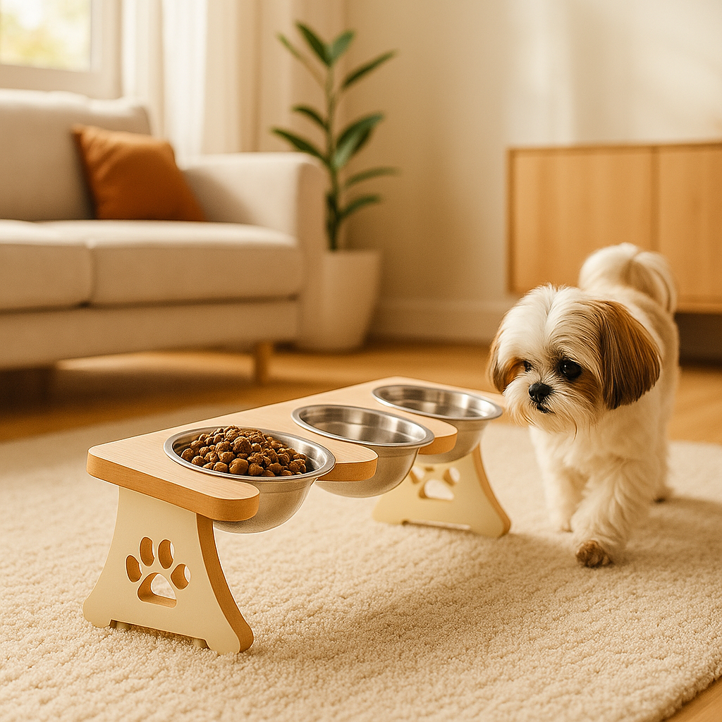 COMEDOURO EM INOX TRIPLO PARA GATOS OU CACHORROS PEQUENOS em Oferta na Shopee