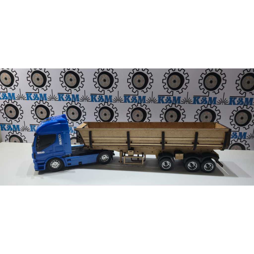 Miniatura Carreta Caçamba Canguru em MDF Escala 1/32