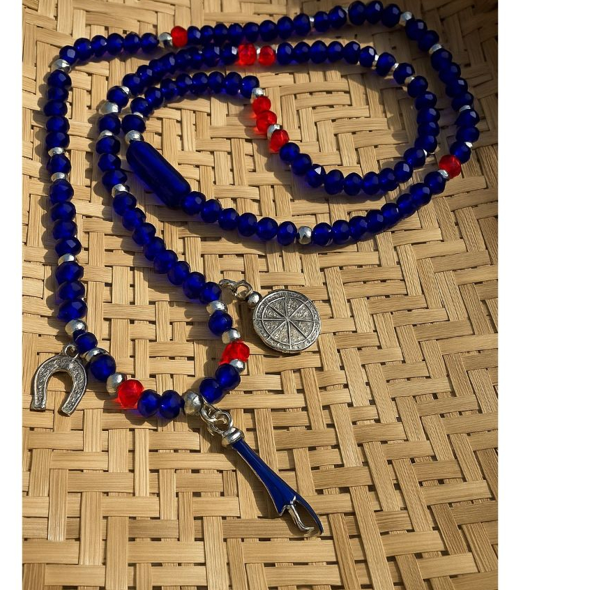 Guia Fio de conta Colar Ogum Orixá Umbanda Candomblé cristal 8mm