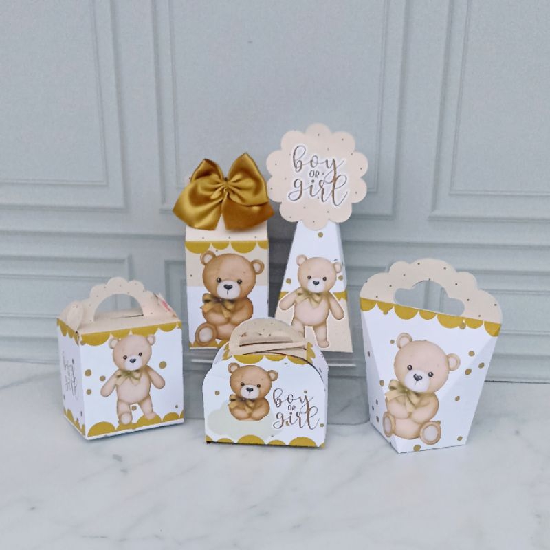 Kit Festa chá de bebe/ chá revelação Ursinho dourado