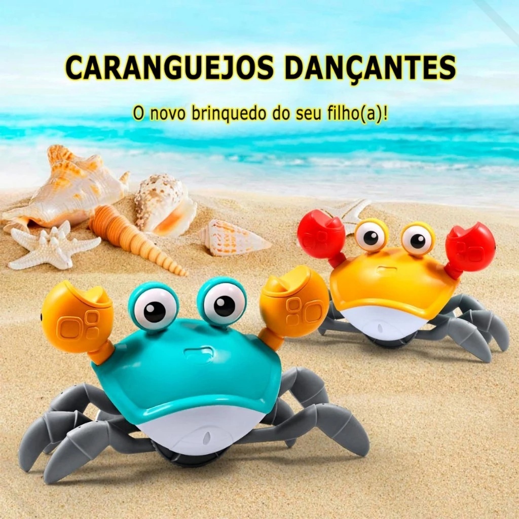 Caranguejo Fujão De Brinquedo Interativo Musical Brinquedo Infantil Caranguejo com sensor Anda para os dois Lados a Pilh