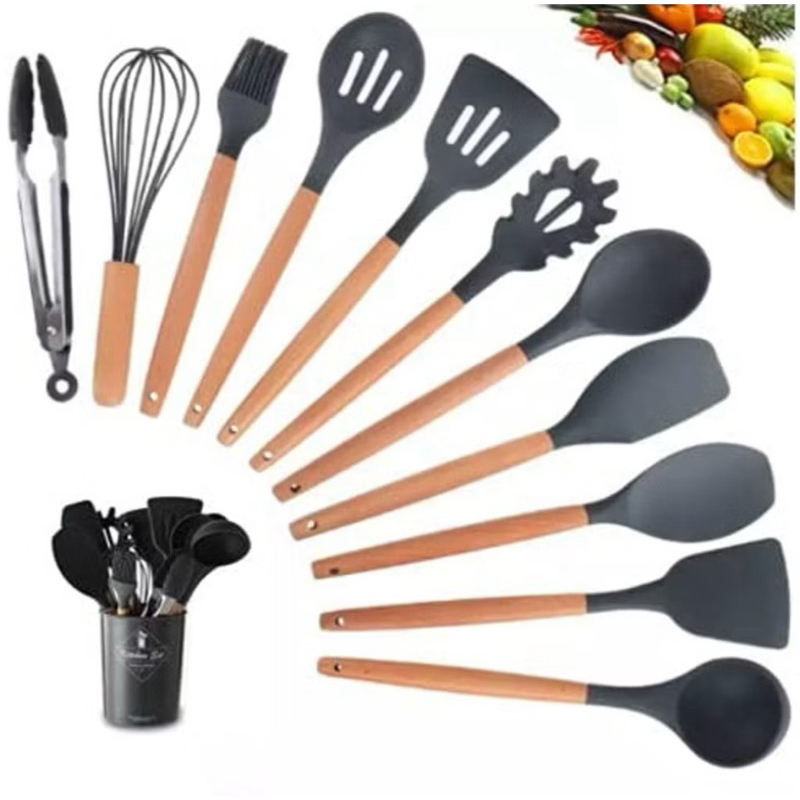 KIT 12 Peças  utensílios de cozinha silicone / KIT 5 copo suporte jogo de cozinha