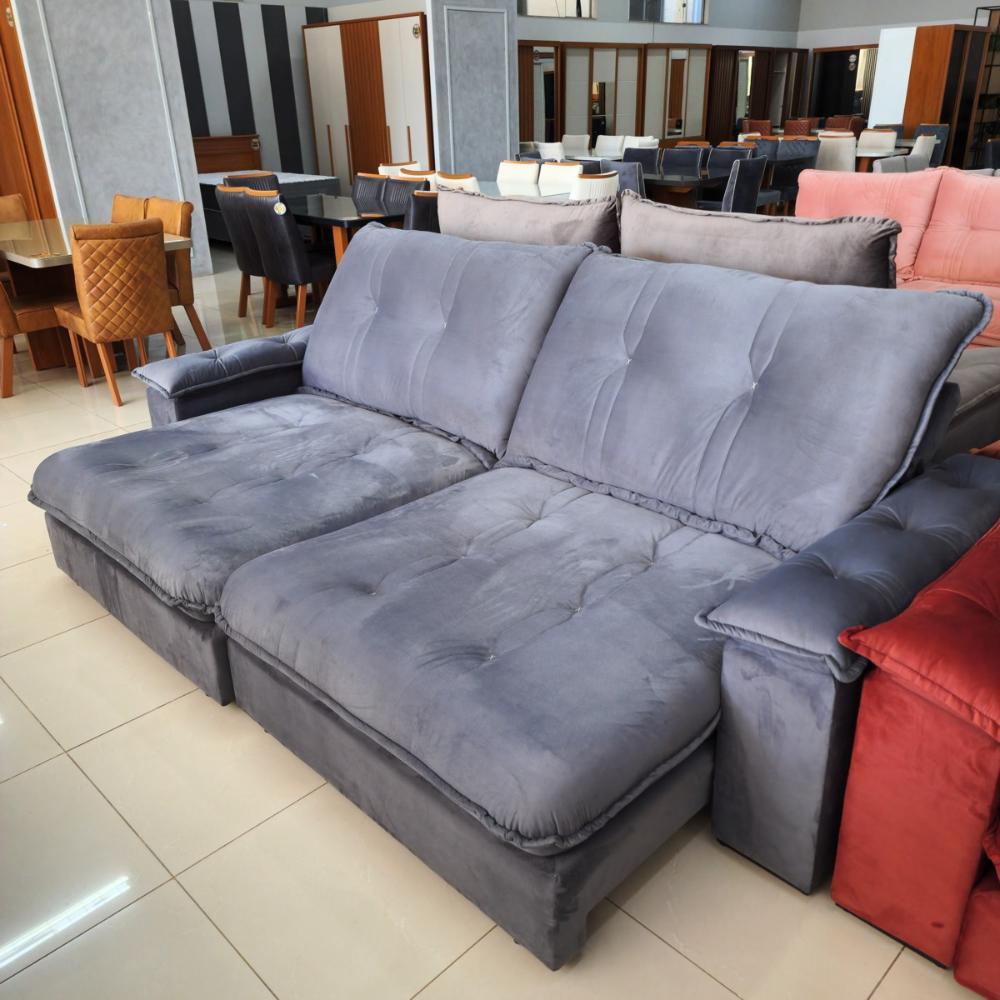 Sofá 5 Lugares 2,90m Retrátil e Reclinável Zyan Bom Pastor em Oferta na Shopee