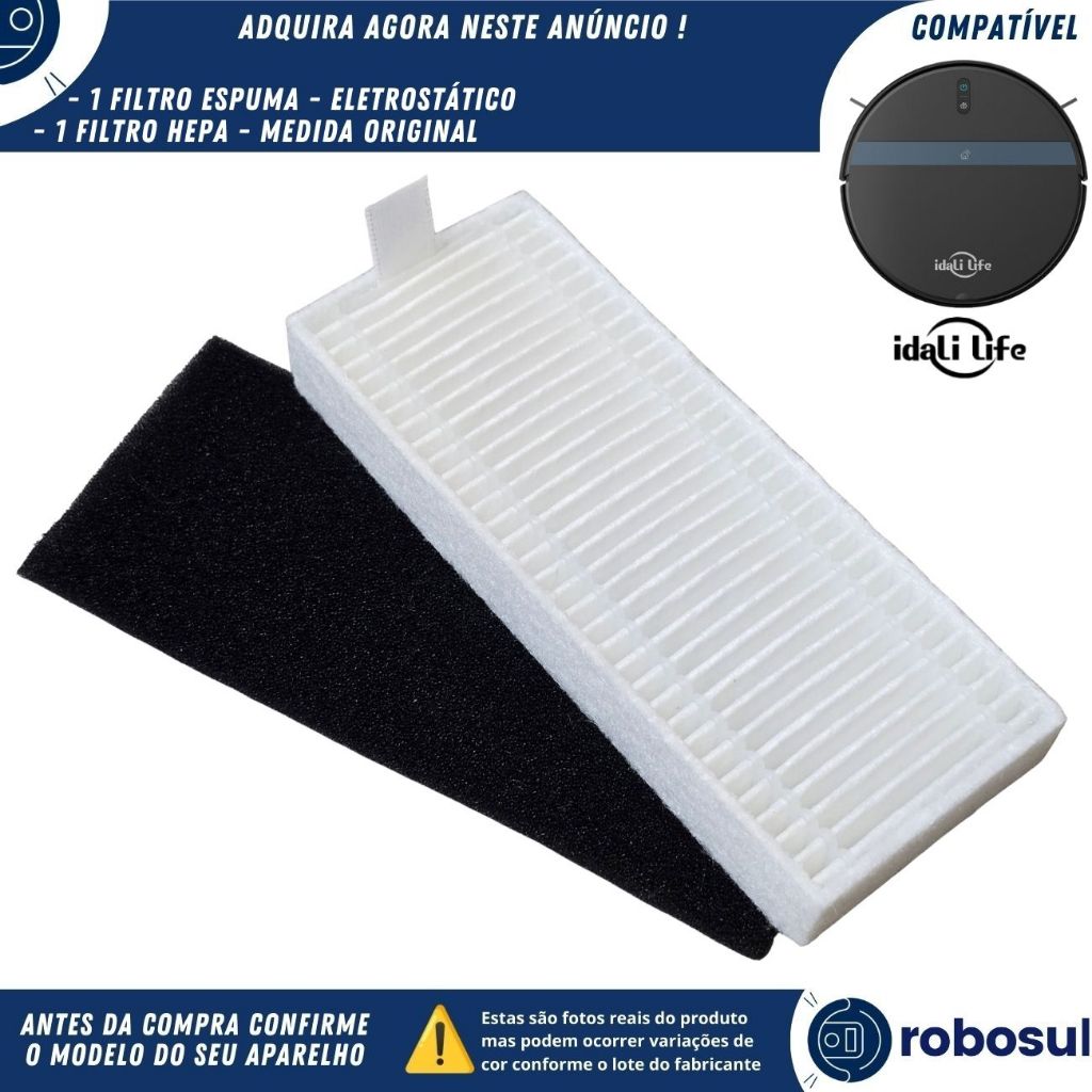 Filtro Hepa Medida Original e Espuma Eletrostática Para Robô Aspirador IDALI LIFE em Oferta na Shopee
