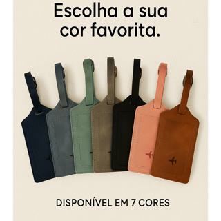 Kit 2 Tag Mala Viagem Identificador Etiqueta De Bagagem Couro Capa Com Fivela em Oferta na Shopee